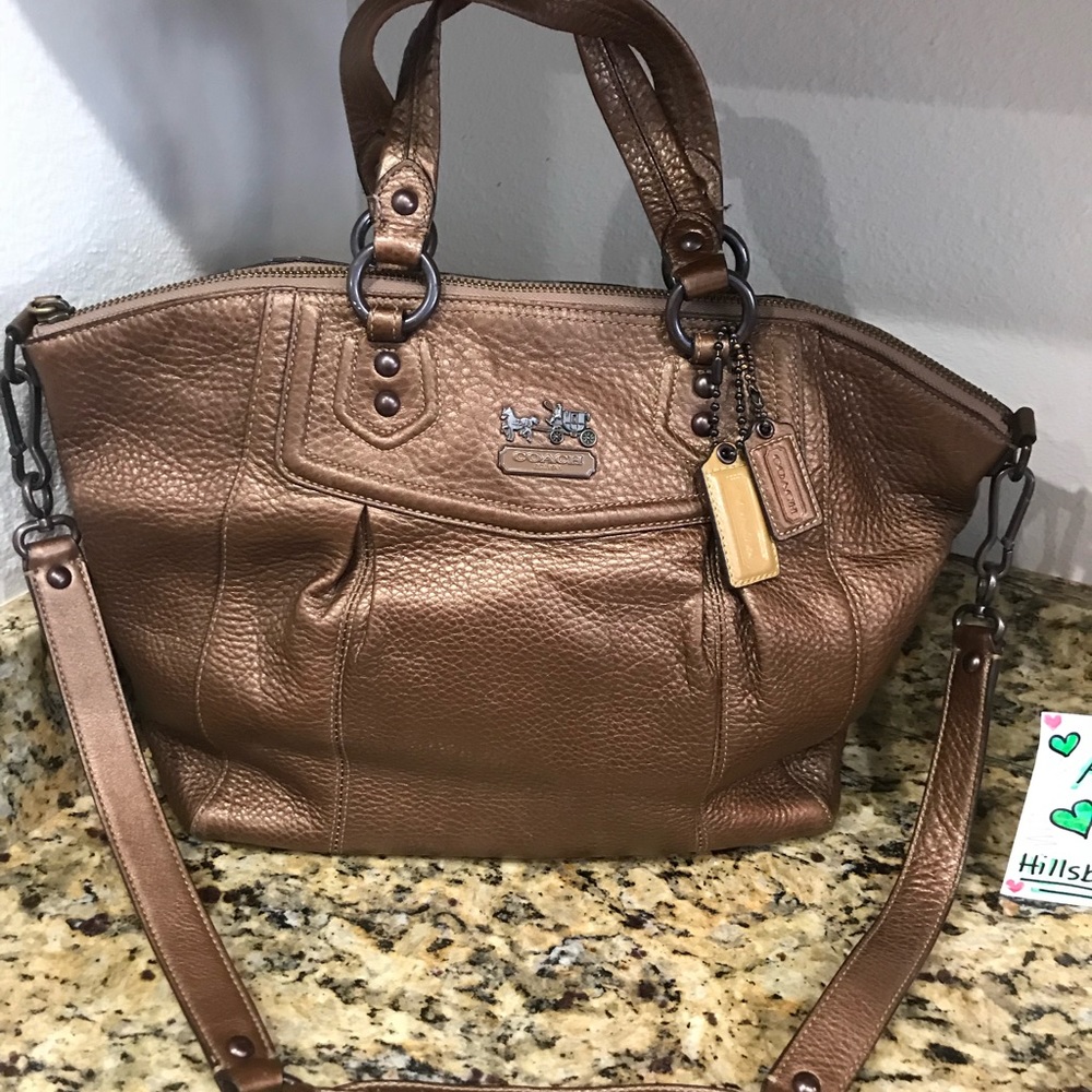 Coach Madison Aubrey Bronze Pebbled Leather